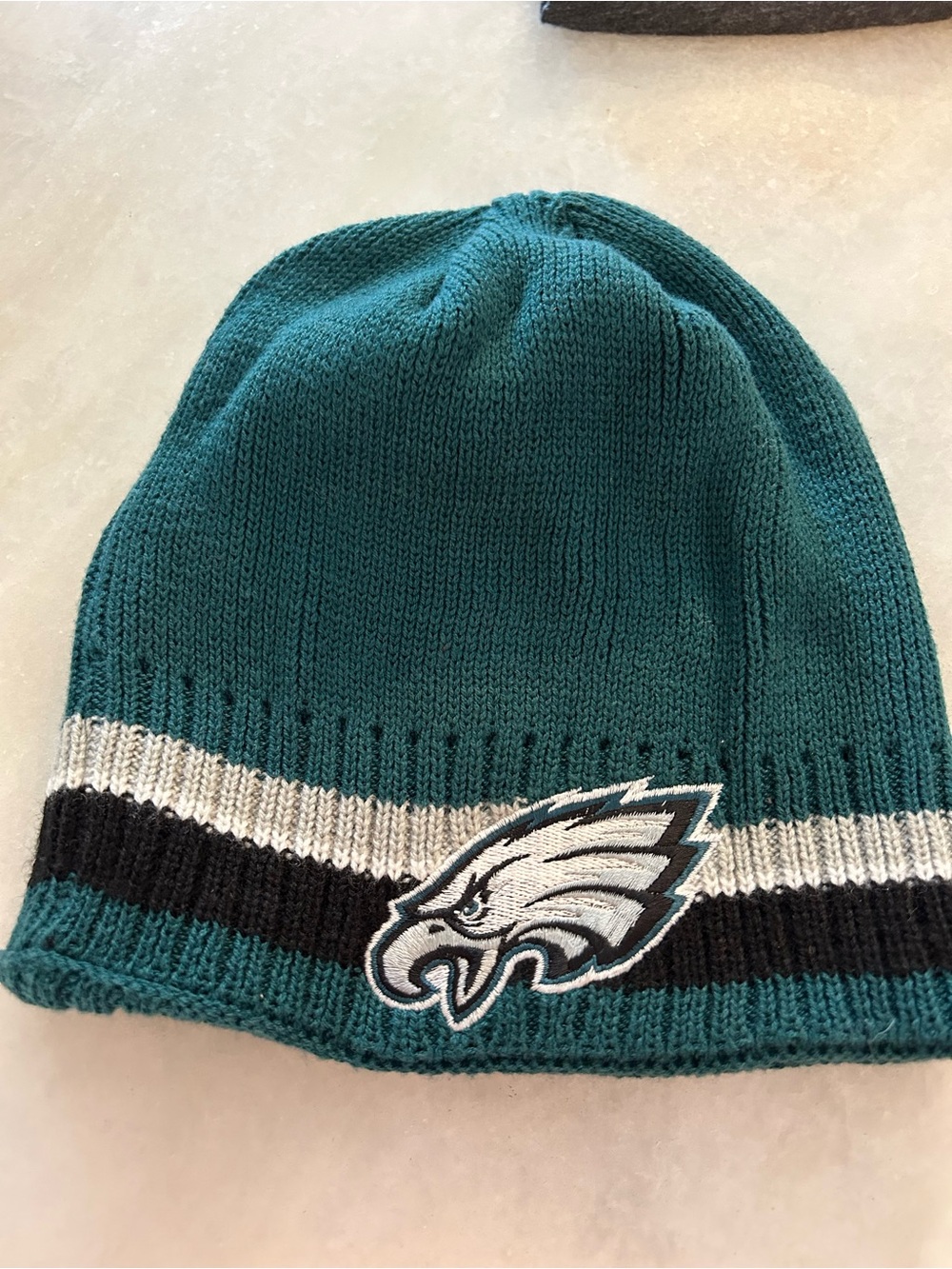 Philadelphia Eagles Knit Beanie - Teal with Black & White Stripe